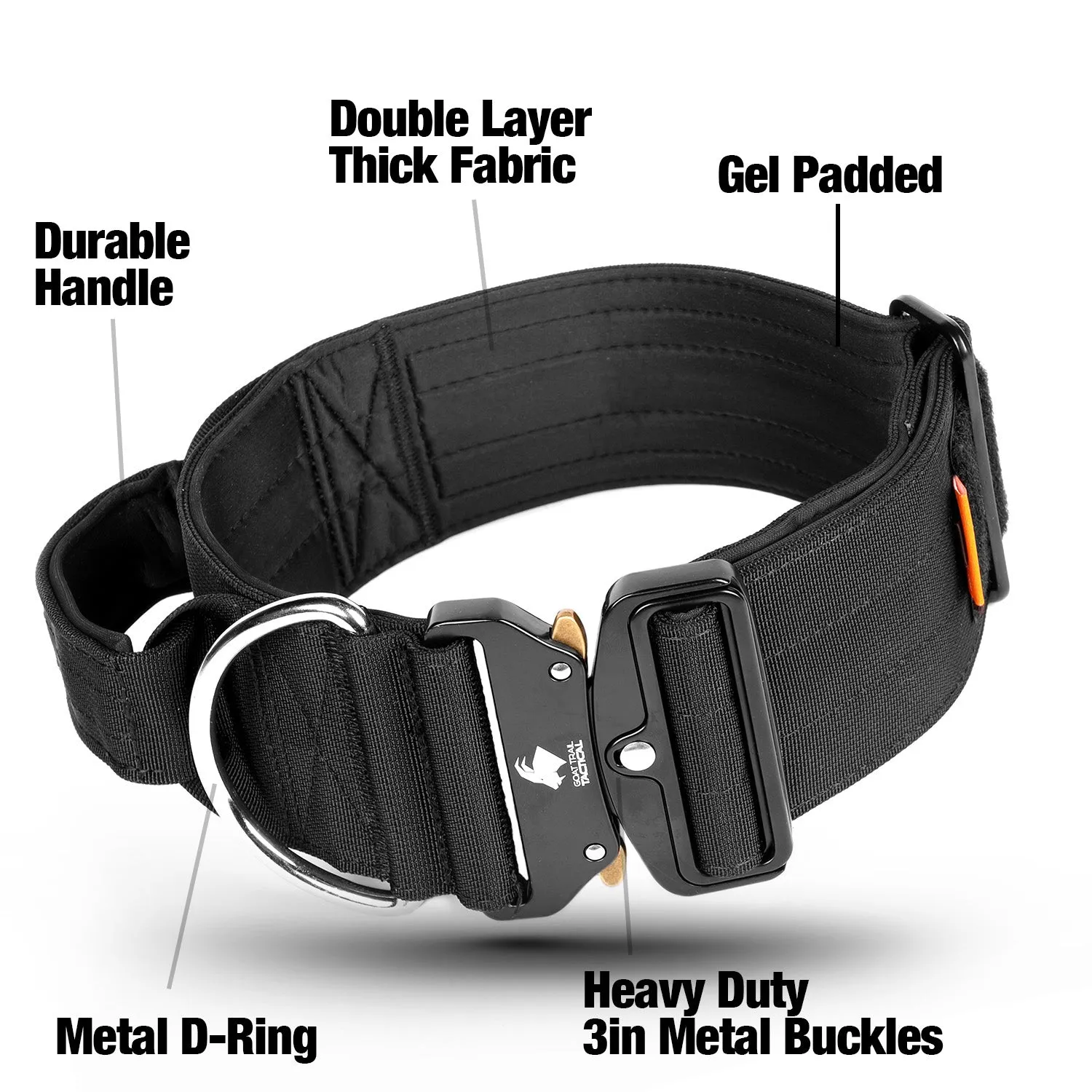 3 inch GTT Direbeast Tactical dog collar | Large- XX-Large Breeds
