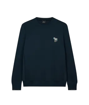 3D Zebra Logo Cotton Sweatshirt - Navy