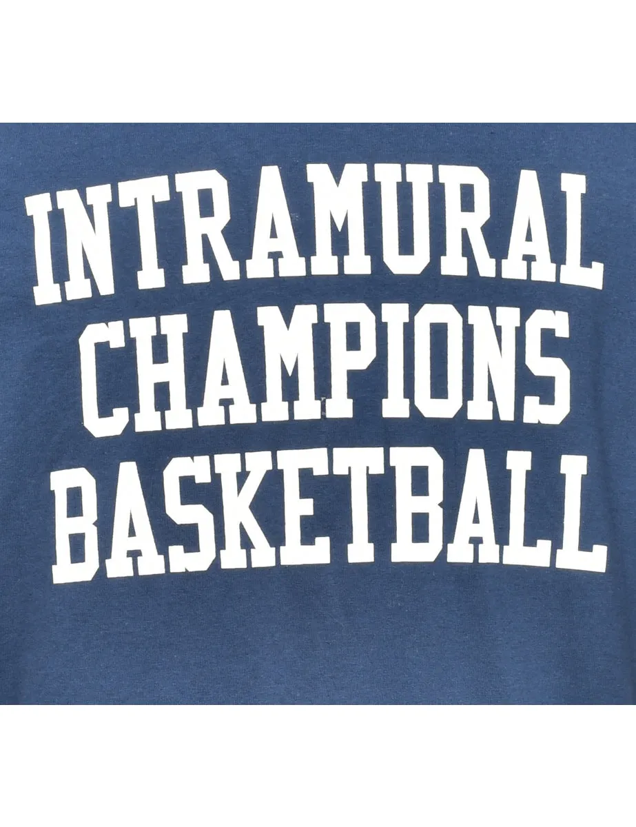 Basketball Intramural Champions Navy & White Printed T-shirt - L