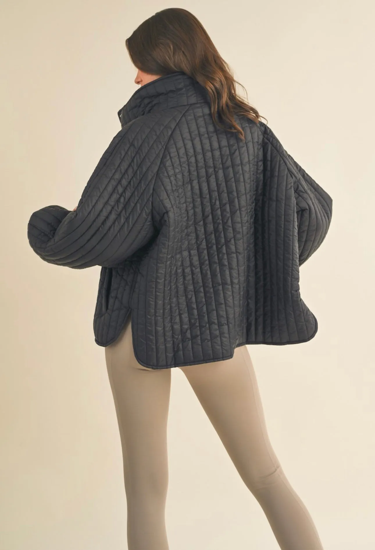 Black Classic Silhouette Quilted Jacket