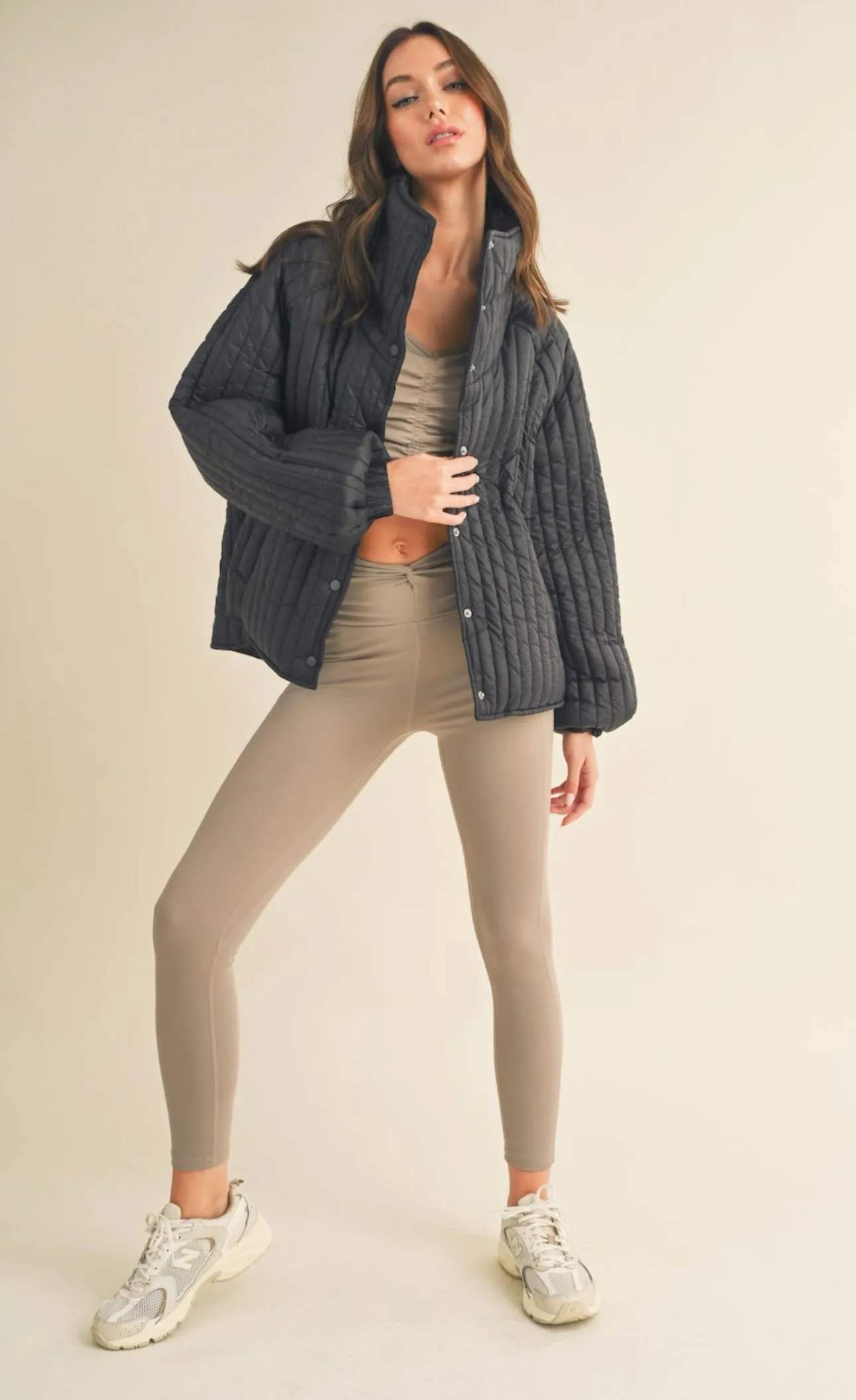 Black Classic Silhouette Quilted Jacket