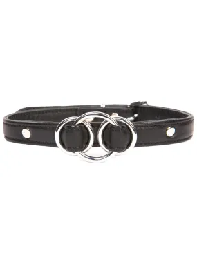Black Petite Leather O-Ring Collar