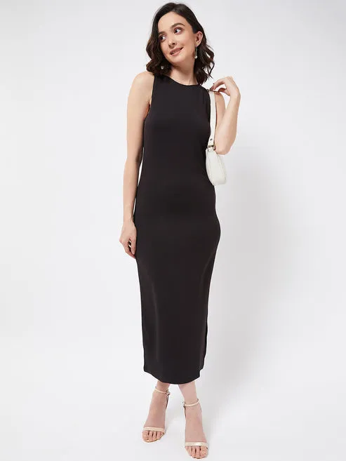 Black Side Slit Bodycon Dress