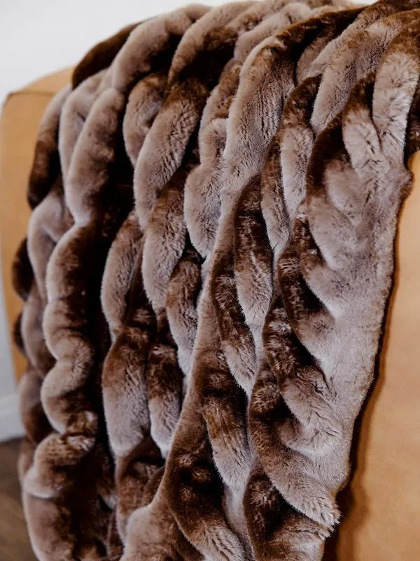 Caramel Chinchilla Couture Faux Fur Throw Blanket by Fabulous Furs