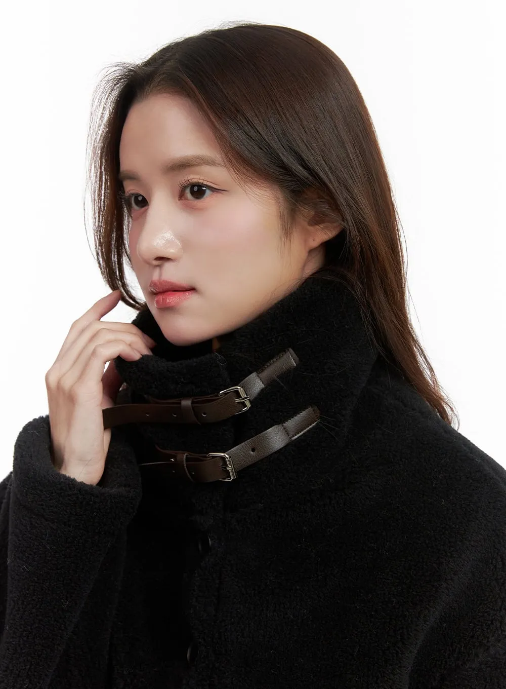 Chic Belted Faux Fur Mustang OO421