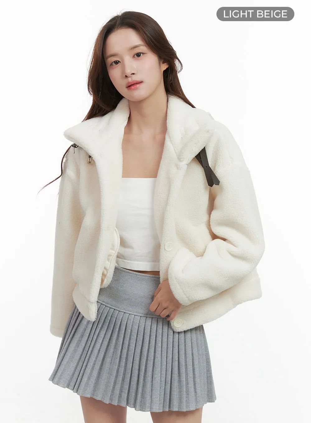 Chic Belted Faux Fur Mustang OO421