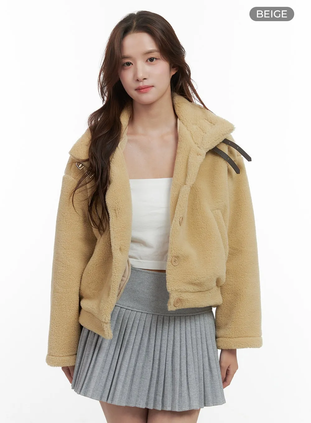 Chic Belted Faux Fur Mustang OO421