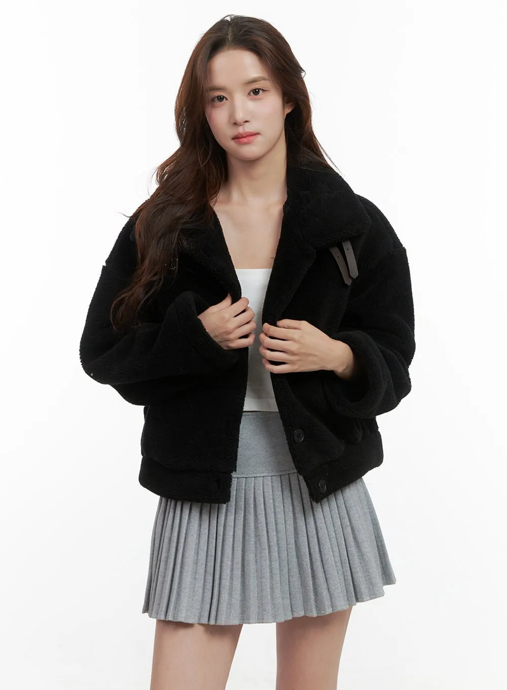 Chic Belted Faux Fur Mustang OO421