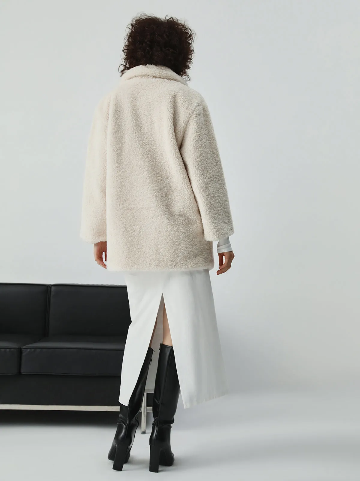 CHICMY- Faux Fur Open Collar Jacket