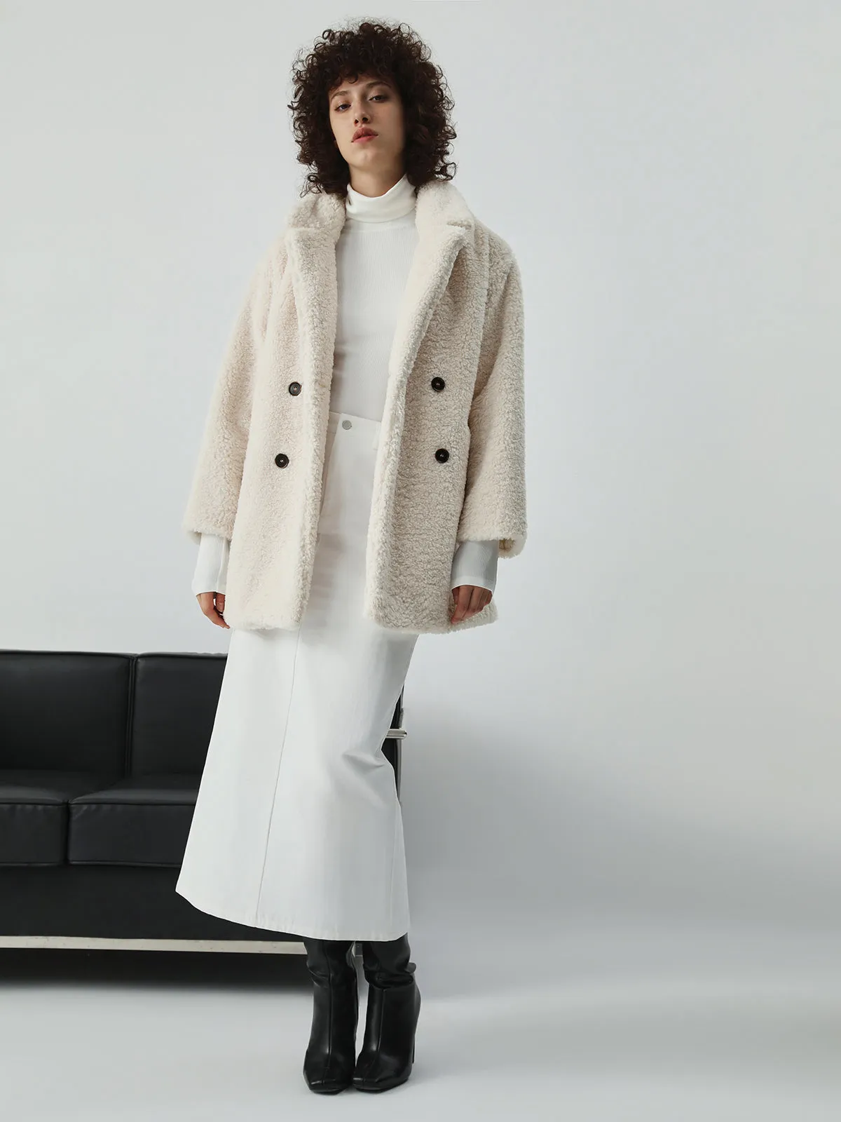 CHICMY- Faux Fur Open Collar Jacket