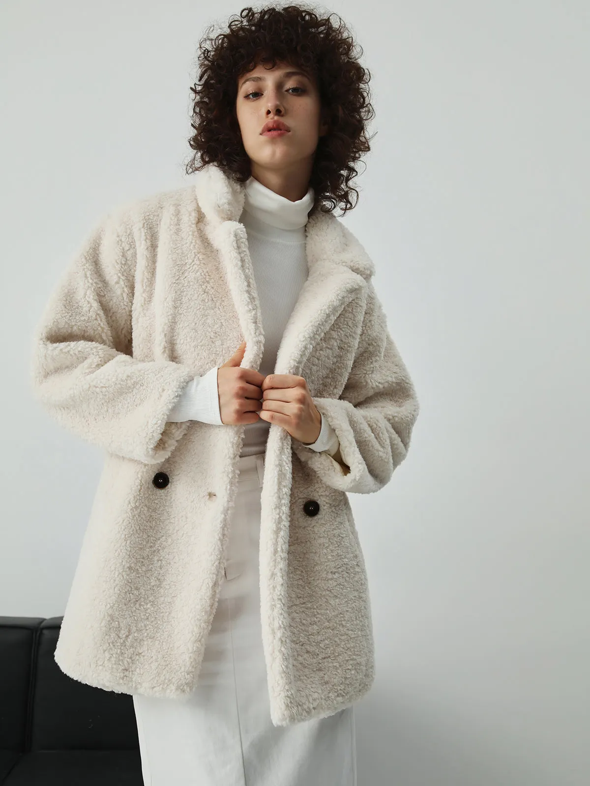 CHICMY- Faux Fur Open Collar Jacket