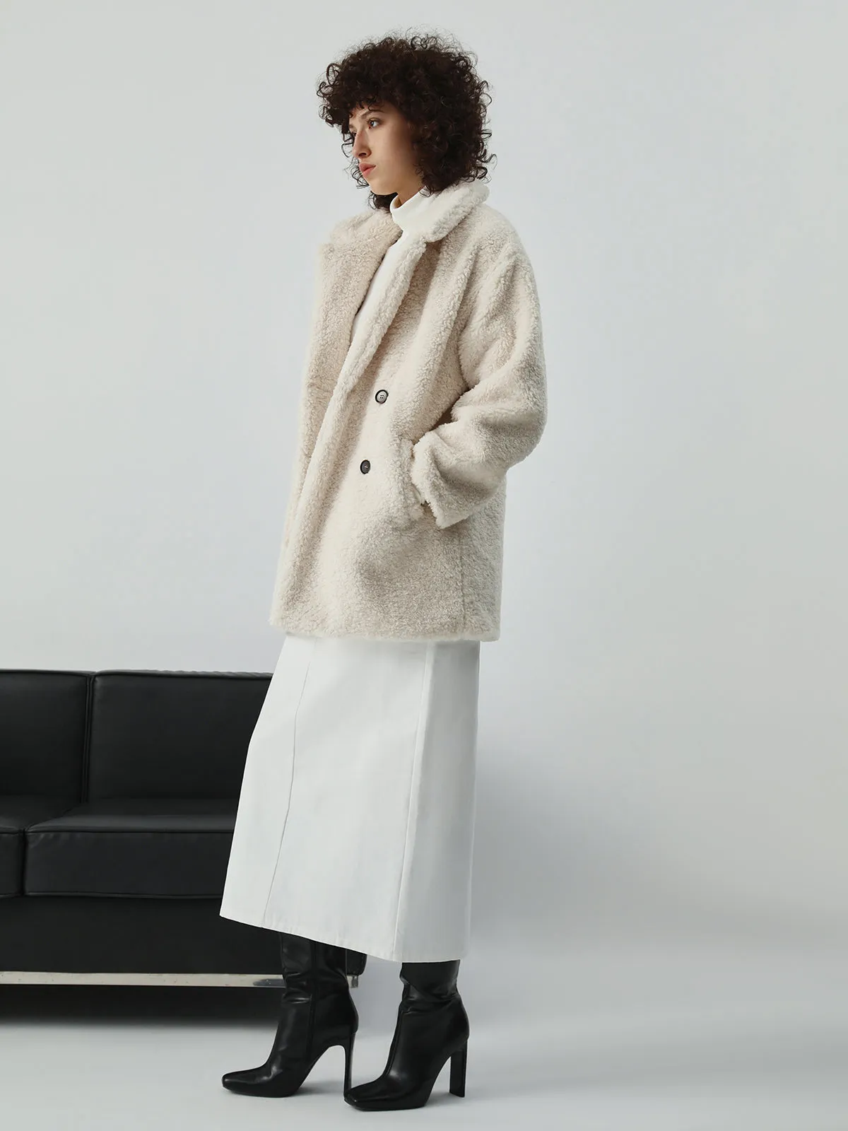 CHICMY- Faux Fur Open Collar Jacket