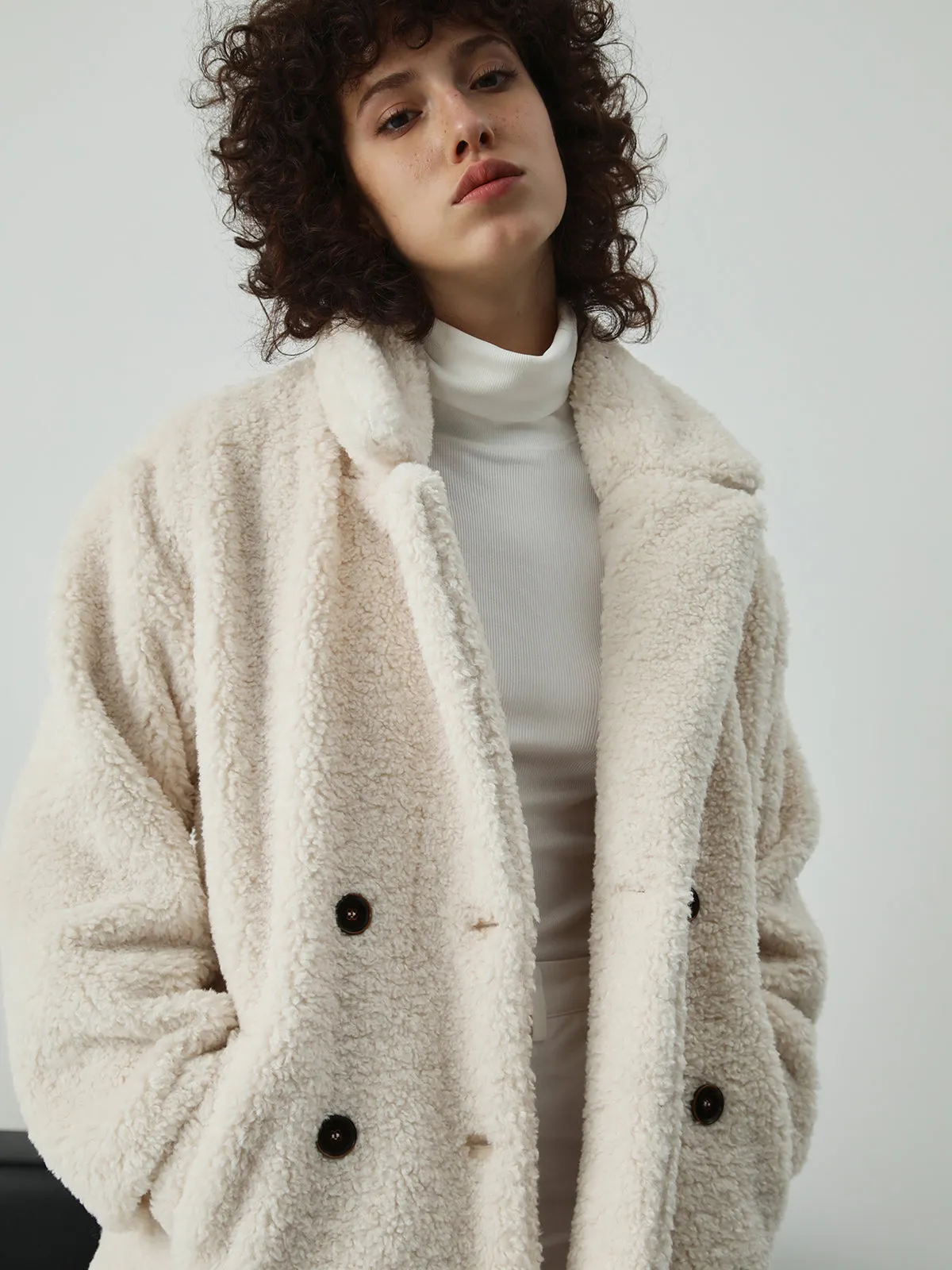 CHICMY- Faux Fur Open Collar Jacket