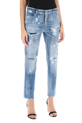 cool girl jeans in medium ice spots wash