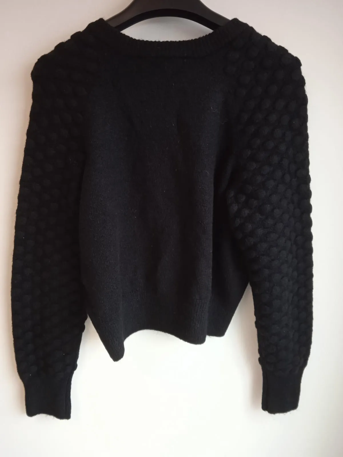 DKNY Ladies Black Stretch-Fit Bobble Detail Long Sleeve Knitted Jumper S NEW