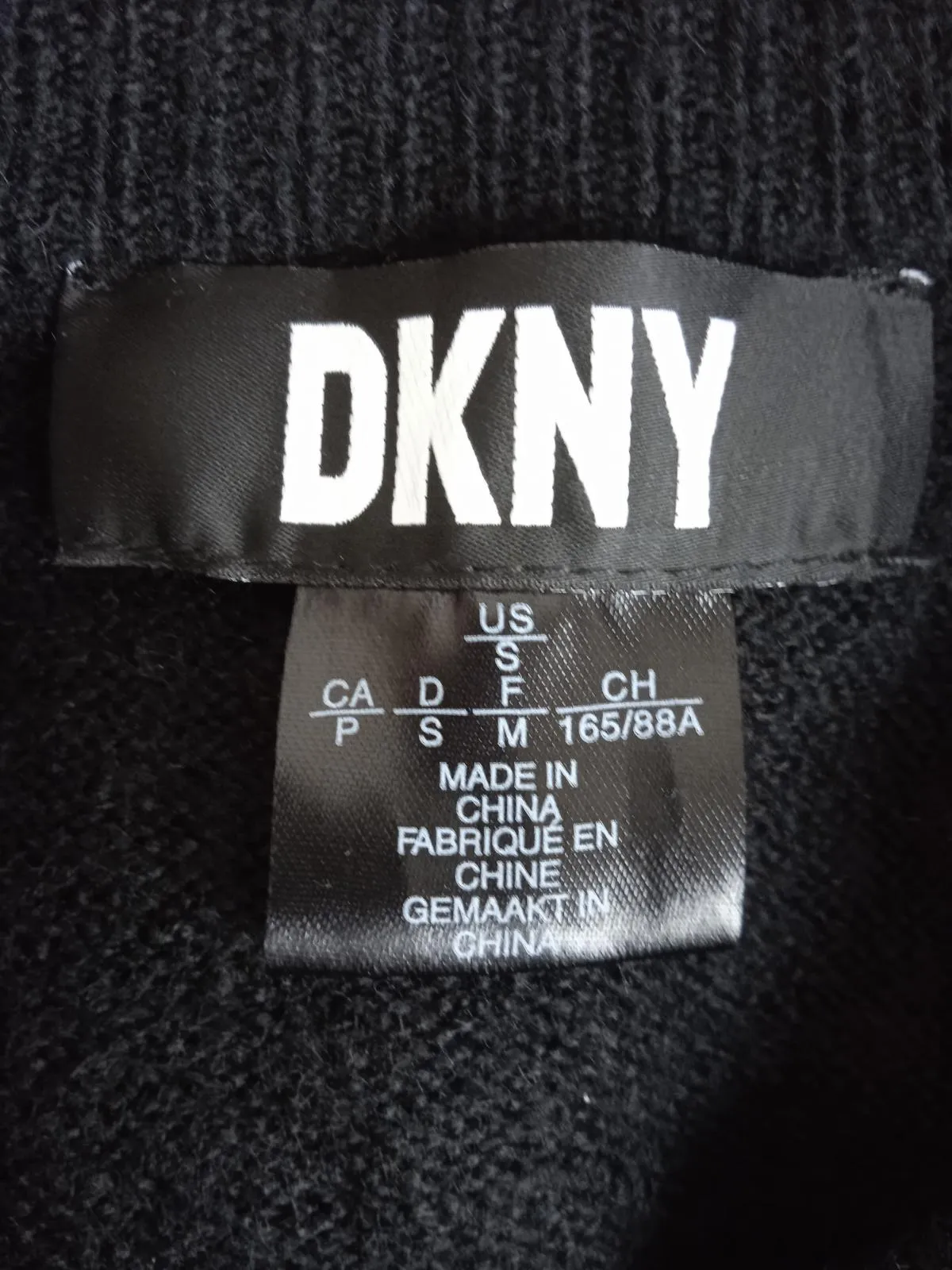 DKNY Ladies Black Stretch-Fit Bobble Detail Long Sleeve Knitted Jumper S NEW
