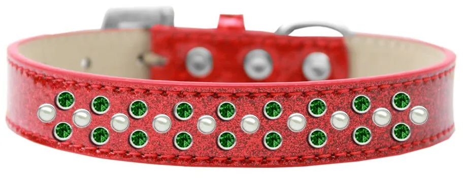 Dog, Puppy & Pet Ice Cream  Collar, "Pearl and Emerald Green Crystal Rimsets Sprinkles"