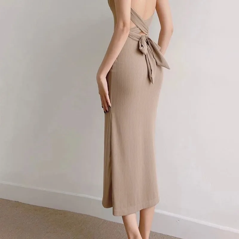 Double the Vibes Bodycon Backless Midi Dress