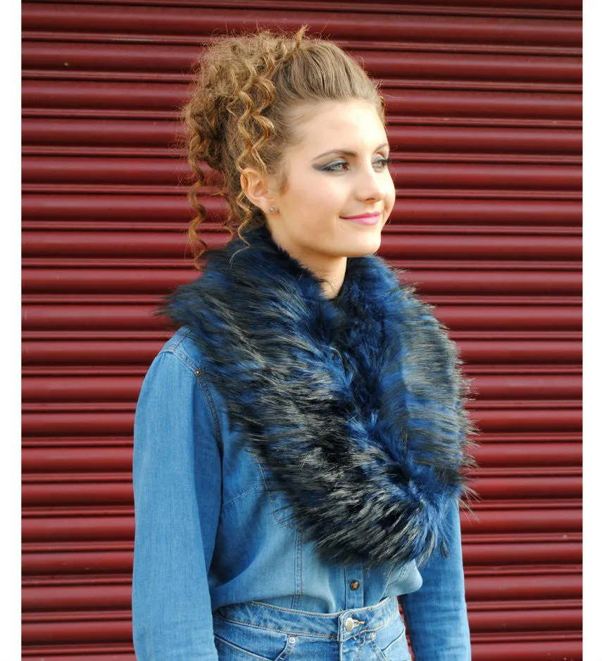 Dynasty Blue Luxury Faux Fur Collar