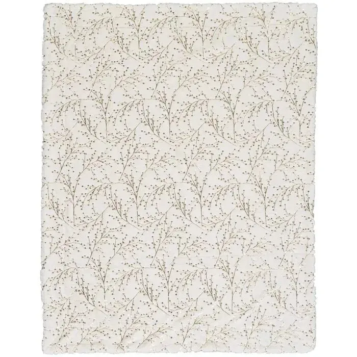 Faux Fur SN107 Ivory Gold Throw Blanket
