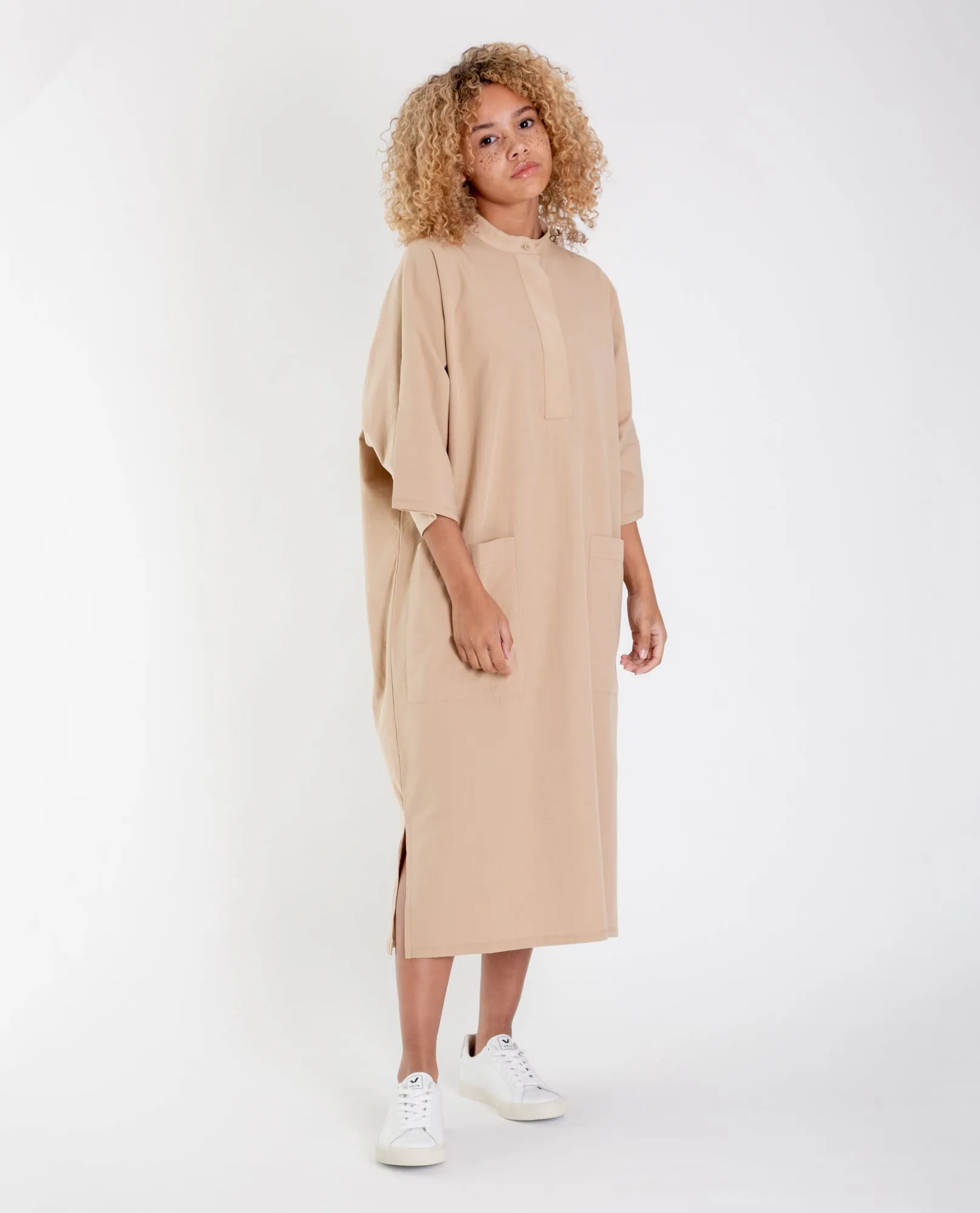 Fernanda Organic Cotton Dress in Stone XS