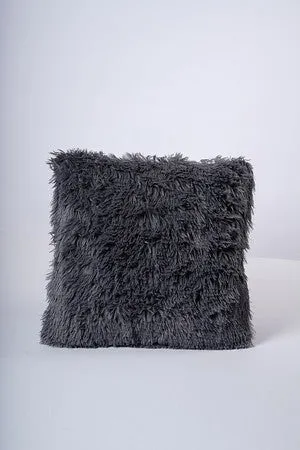FUR CUSHION -BLUSH BLACK