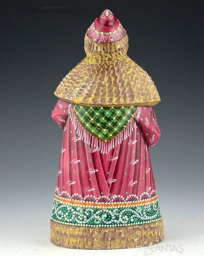 Green and Burgundy Russian Santa with Staff