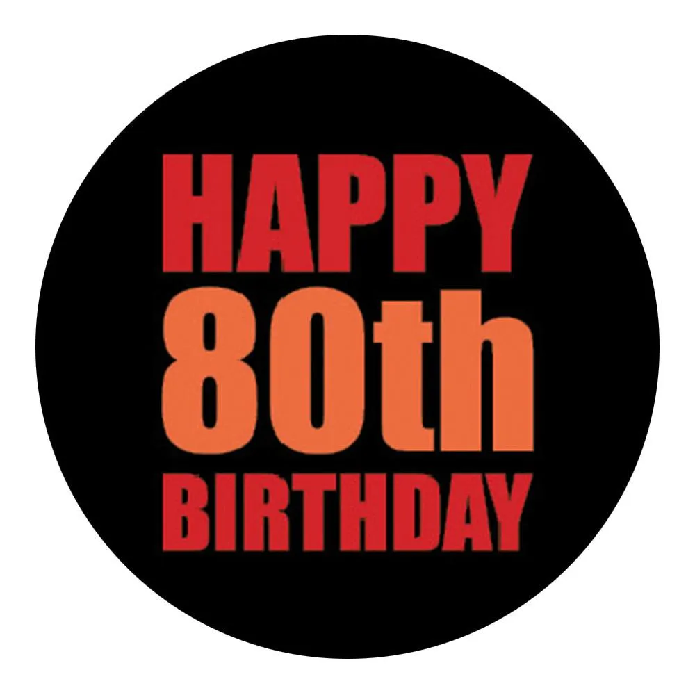 Happy 80th Birthday Knob Walking Stick w/ Black Beechwood Shaft & Pewter Collar