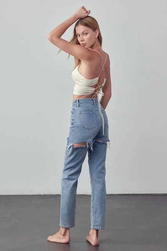 HIGH RISE STRAIGHT ANKLE JEAN