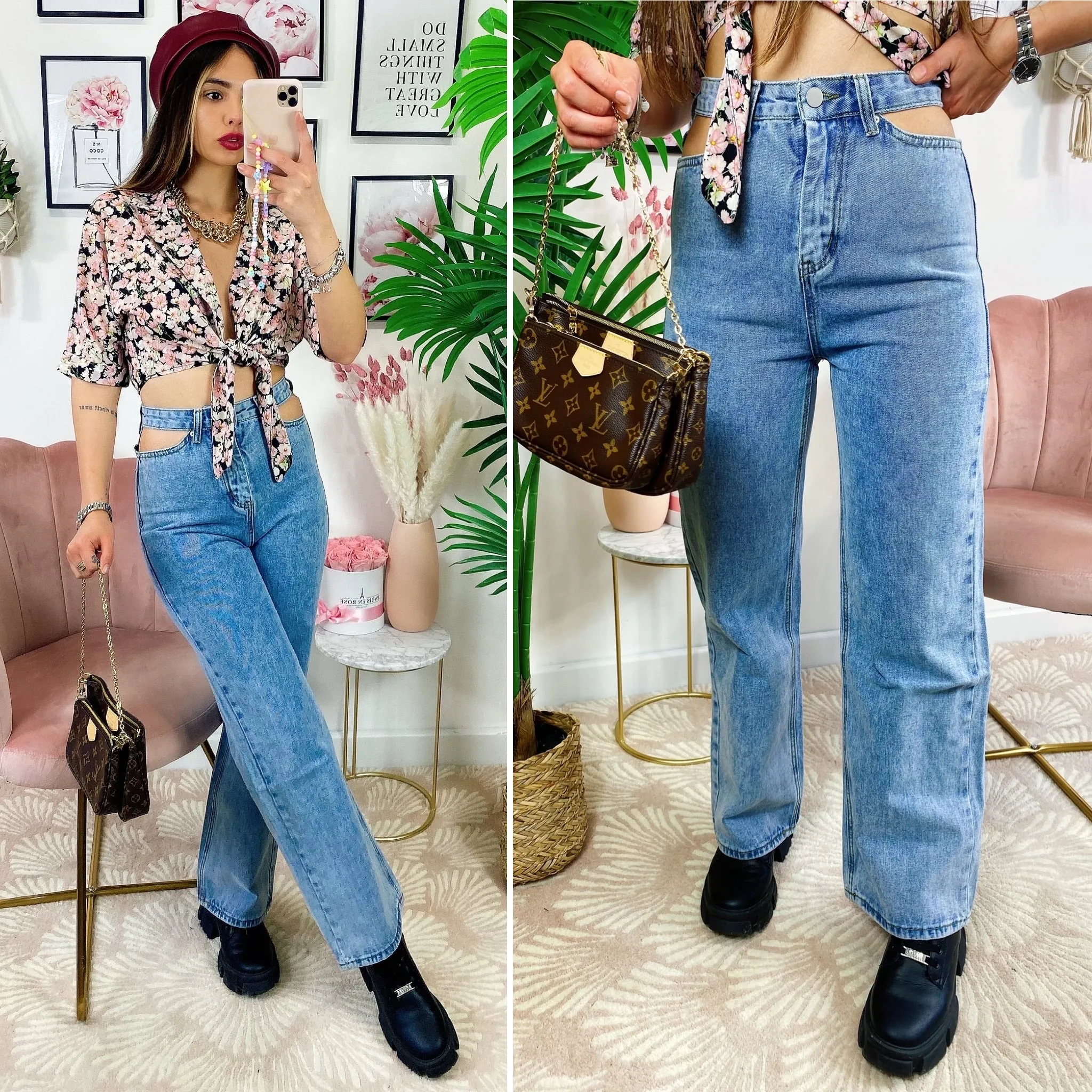 Jeans con spacchi superiori