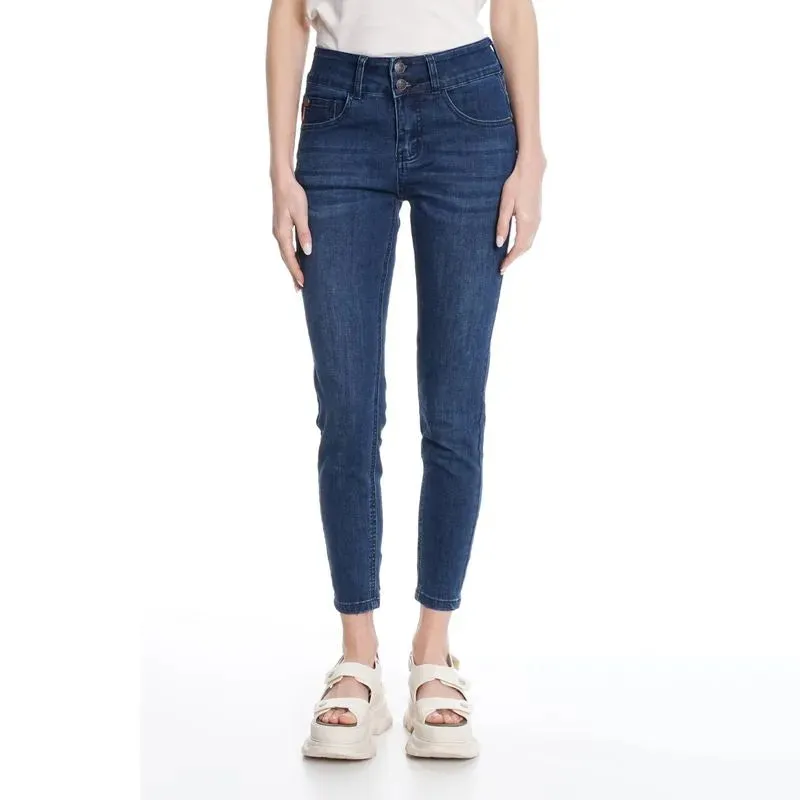 Jeans Mujer Candice Tiro Medio Dark Blue Repreve Bp