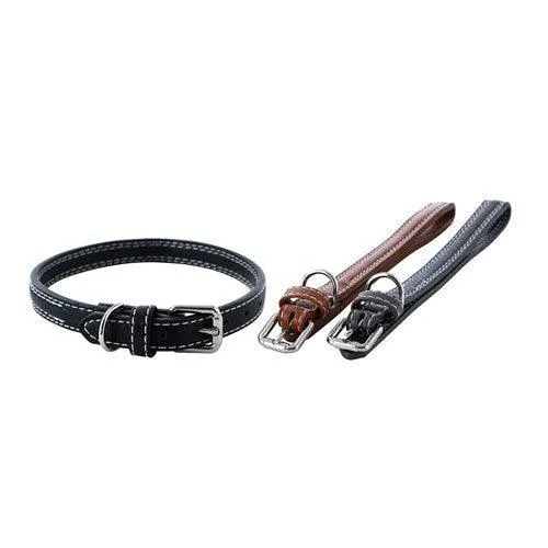 LEATHER LOOK PADDED DOG COLLAR (Medium)