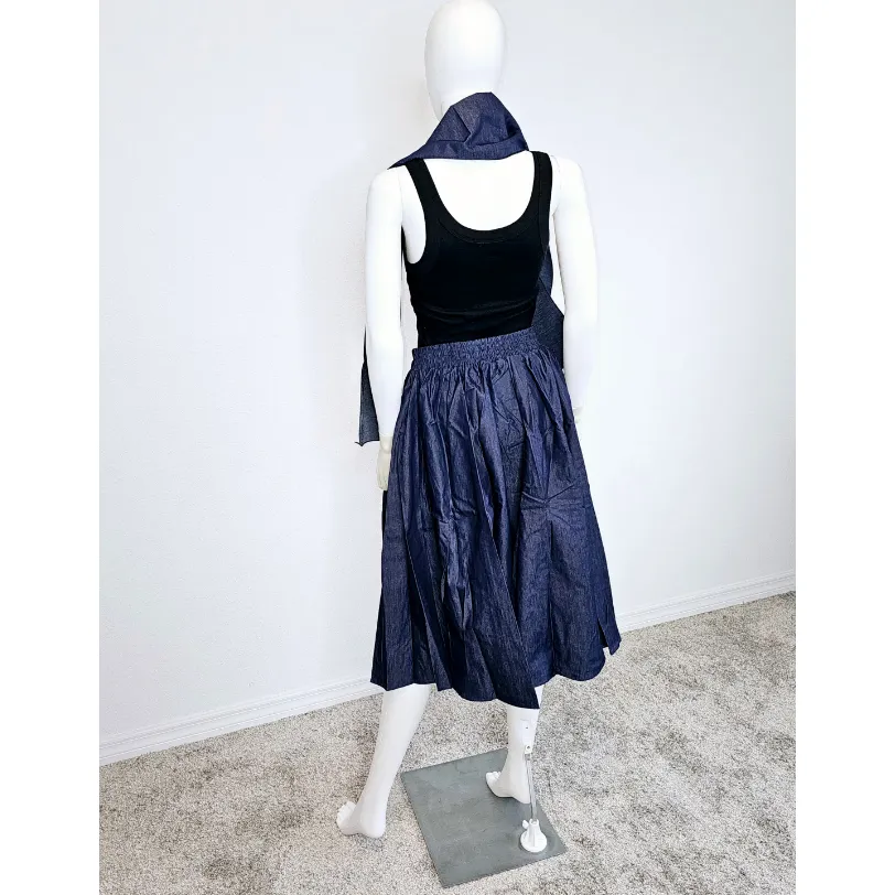 Long Maxi Skirt with matching Sash - Denim / Jean