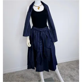 Long Maxi Skirt with matching Sash - Denim / Jean