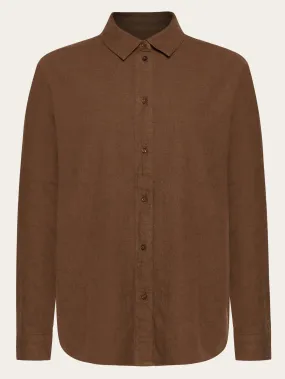 Loose flannel long sleeved shirt - Demitasse (brown)