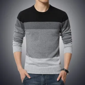 Lässige Pullover O-Ausschnitt gestreift Slim Fit Strickwaren