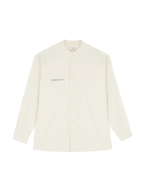 Mens Archive Organic Cotton Linen Mandarin Collar Long-Sleeve Shirt—limestone