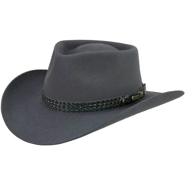 Pure Fur Felt Outback Hat With Leather Sweatband
