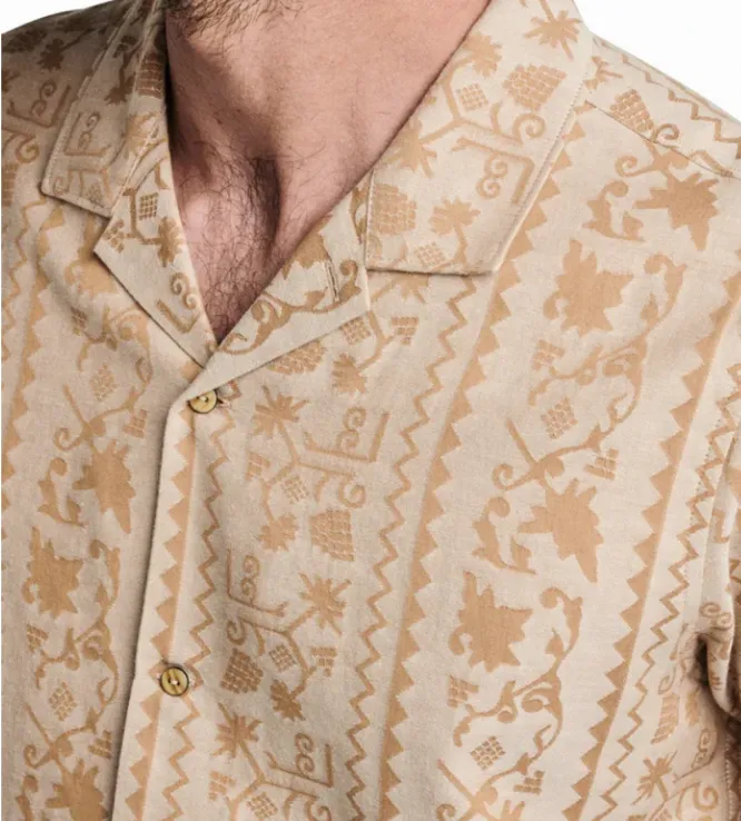 ROARK - Gonzo Camp Collar Organic Shirt - Sarda Almond