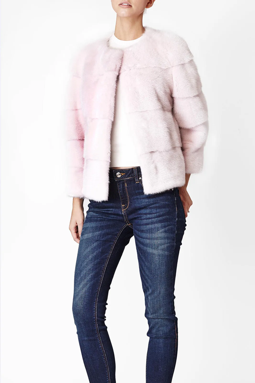 Sarah Mink Fur Jacket Acqua Di Rose