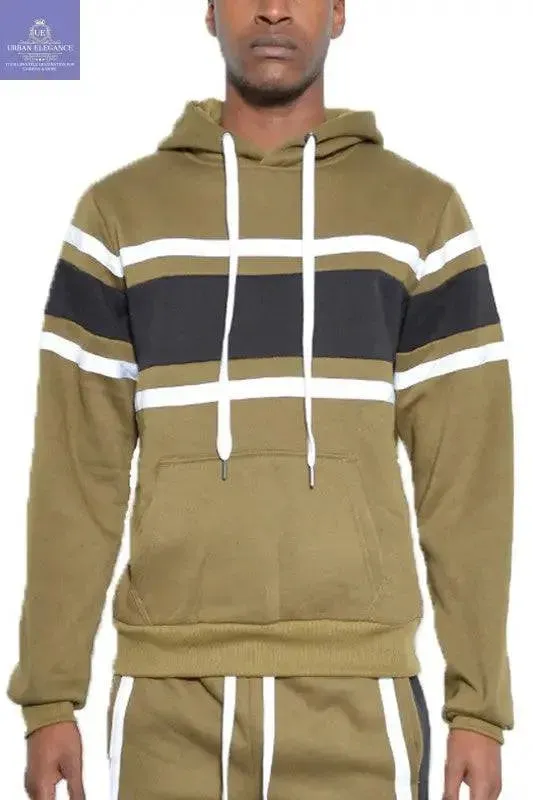SOLID WITH THREE STRIPE PULLOVER HOODIE