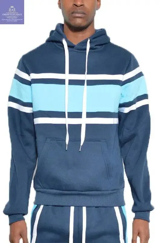 SOLID WITH THREE STRIPE PULLOVER HOODIE
