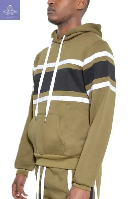 SOLID WITH THREE STRIPE PULLOVER HOODIE