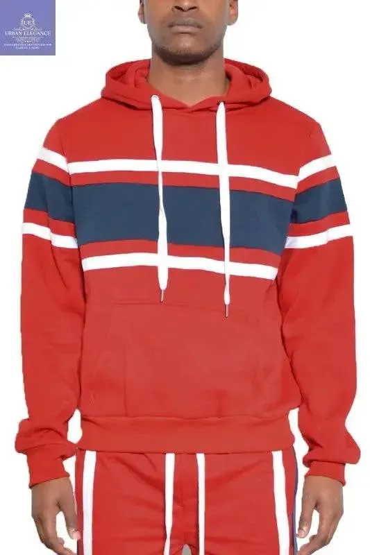 SOLID WITH THREE STRIPE PULLOVER HOODIE