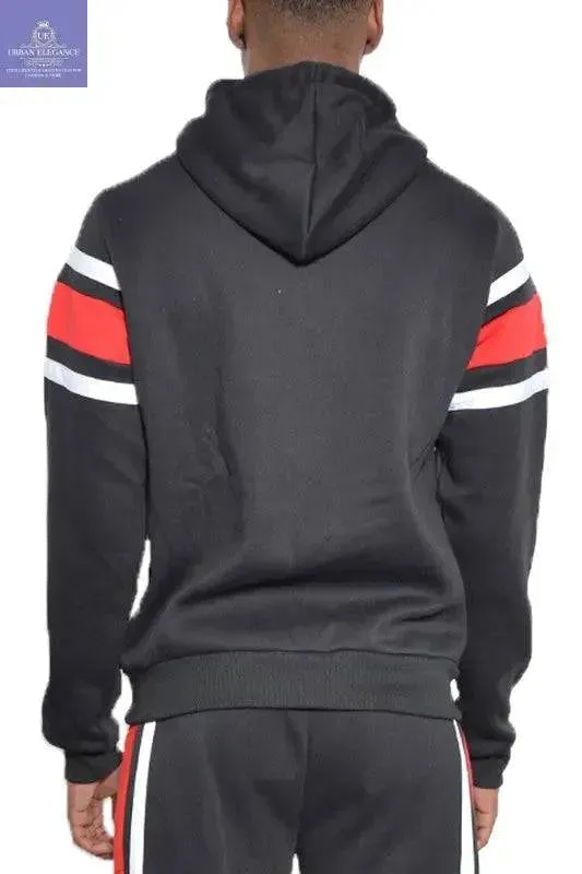 SOLID WITH THREE STRIPE PULLOVER HOODIE