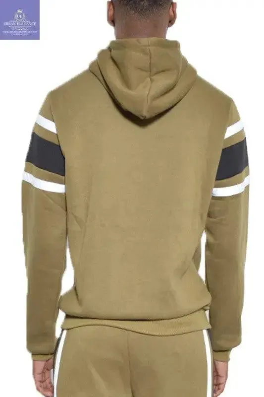SOLID WITH THREE STRIPE PULLOVER HOODIE