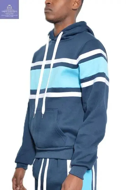 SOLID WITH THREE STRIPE PULLOVER HOODIE
