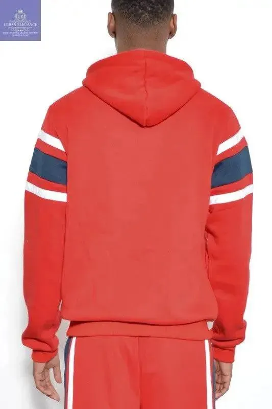SOLID WITH THREE STRIPE PULLOVER HOODIE