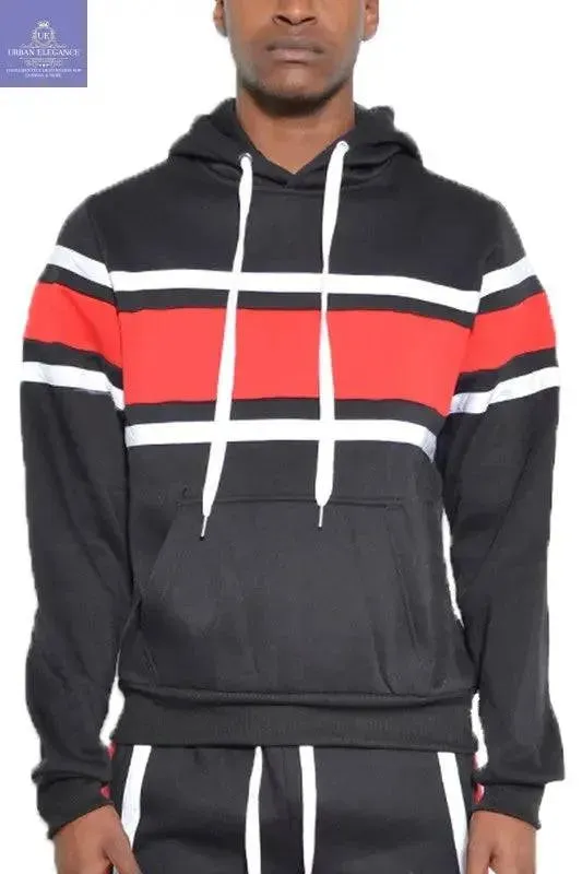 SOLID WITH THREE STRIPE PULLOVER HOODIE