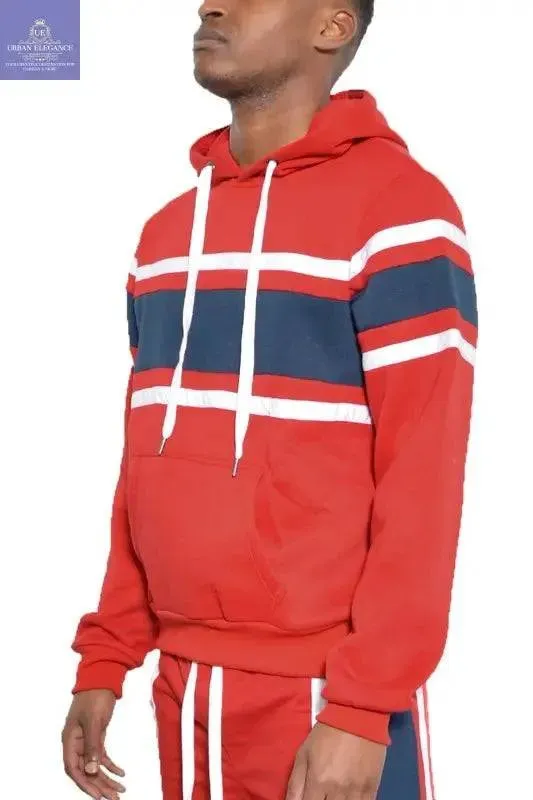 SOLID WITH THREE STRIPE PULLOVER HOODIE